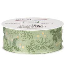 Artikel Geschenkband Stechpalme und Mistel Polyester 40mm x 15m Grün