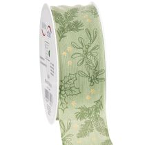 Artikel Geschenkband Stechpalme und Mistel Polyester 40mm x 15m Grün