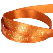 Artikel Geschenkband Stoff Orange mit Goldschrift Weihnachten 15mm x 18m
