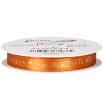 Artikel Geschenkband Stoff Orange mit Goldschrift Weihnachten 15mm x 18m