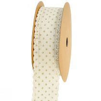 Geschenkband Creme Band Punkte und Spitze 38mm 10mm