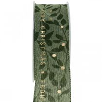 Weihnachtsband mit Spruch Grün 40mm 20m
