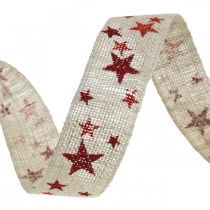 Geschenkband Schleifenband mit Sternen Weiß Rot 25mm 15m