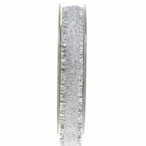 Deko Band Silber mit Fransen 15mm 15m