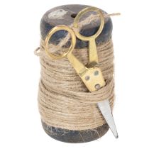 Artikel Bandspulen-Set aus Holz mit Jutegarn und Metallschere Ø5cm H8cm 2 Stück