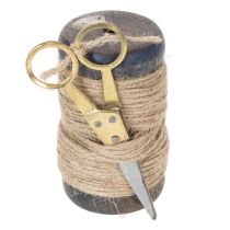 Artikel Bandspulen-Set aus Holz mit Jutegarn und Metallschere Ø5cm H8cm 2 Stück