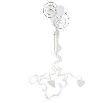 Artikel Bankhänger mit Herzmotiv, Röhrchen und Seidenband, 18 cm, Weiß, 6er-Set