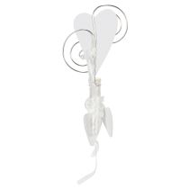 Artikel Bankhänger mit Herzmotiv, Röhrchen und Seidenband, 18 cm, Weiß, 6er-Set
