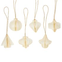 Artikel Baumschmuck aus Papier Wabenpapier Weiß Gold 4cm 6 St