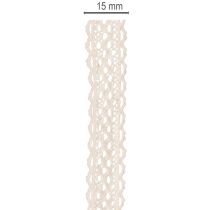 Artikel Spitzenband aus Baumwolle 15 mm 10 m Creme für Dekoration und Handarbeit