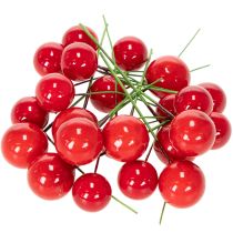 Artikel Künstliche rote Beeren aus Kunststoff mit Draht 2 cm 48 Stück für floristische Weihnachtsdekoration