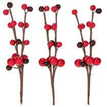Artikel Künstlicher Deko-Zweig mit roten Beeren 15 cm Set 6 Stück