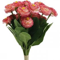 Kunstblume, künstliche Bellis im Bund, Gänseblümchen Weiß-Pink L32cm 10St