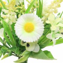 Frühlingsstrauß mit Bellis und Hyazinthe künstlich Weiß, Gelb 25cm