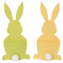 Artikel Bestecktasche aus Filz Osterhase 26 cm Grün Gelb 4er-Set