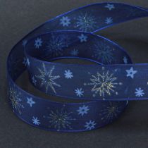 Artikel Blaues Weihnachtsband mit goldenen Sternen 25mm 20m