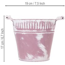 Artikel Metalleimer mit Holzgriffen Ø19cm H17cm Lila Weiß gewaschen für Innen- und Außendekoration