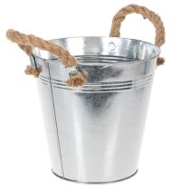 Artikel Blecheimer aus Metall mit Seilgriffen Ø18cm Silber für Innen- und Außendekoration