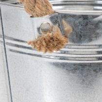 Artikel Blecheimer aus Metall mit Seilgriffen Ø18cm Silber für Innen- und Außendekoration