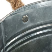 Artikel Blecheimer mit Seilgriffen aus Metall glänzend Ø22cm für Indoor- und Outdoordekoration