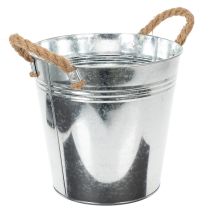 Artikel Blecheimer mit Seilgriffen aus Metall glänzend Ø22cm für Indoor- und Outdoordekoration