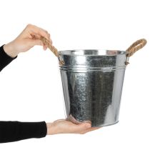 Artikel Blecheimer mit Seilgriffen aus Metall glänzend Ø22cm für Indoor- und Outdoordekoration