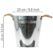 Artikel Blecheimer Metall verzinkt Ø25cm mit Seilgriffen Silber