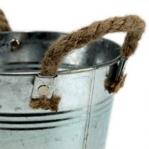 Artikel Deko Eimer Blumentopf Metall mit Seilgriffen Ø20cm