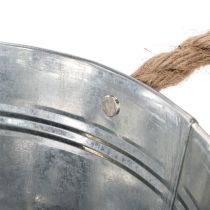 Artikel Metallschale mit Seilgriffen Ø22cm Silber für Dekoration und Bepflanzung