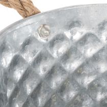 Artikel Blech-Dekoschale mit Seilgriffen Ø18cm H10cm in Silber-Weiß für Innen- und Außendekoration