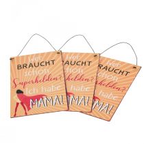 Artikel Metallschild mit Aufdruck „Wer braucht schon Superhelden?“ ca. 21×14 cm Orange-Rot