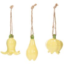 Artikel Keramik Blumenanhänger 9 cm Gelb 6er-Set für Frühjahrsdeko