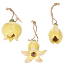 Artikel Keramik Blumenanhänger 9 cm Gelb 6er-Set für Frühjahrsdeko