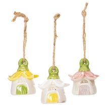 Artikel Hängedeko Feenhaus aus Keramik, Blumenform, mehrfarbig, 6 cm, 6er-Set