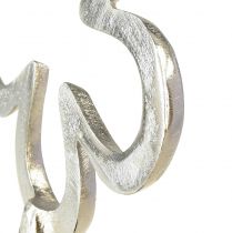 Artikel Blume Metall Deko Silber Schwarz Holz Sockel 15×30cm
