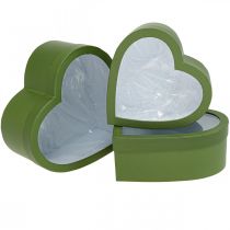 Blumen Geschenkbox Herz Flowerbox Grün 24/21,5/19cm 3er-Set