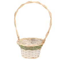 Artikel Blumenkorb Set aus Holzgeflecht mit Henkel, Weiß Grün Grau, Ø18–26 cm, 3-teilig