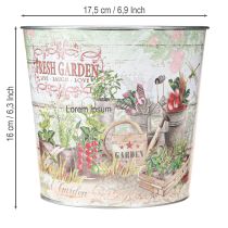 Artikel Blumenkübel Metall Klein, H16cm, Motiv "Fresh Garden", 2 Stück