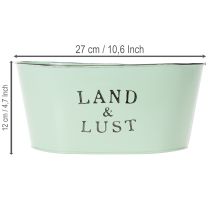 Artikel Blumenschale oval Mint Metall Vintage 27x18cm H12cm