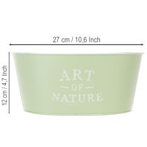Artikel Blumenschale oval Zink Mintgrün 27x18cm H12,5cm