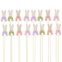 Artikel Blumenstecker Holzhasen 6cm bunt gepunktet Osterdeko 12er Set
