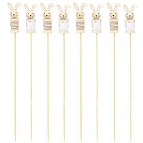 Artikel Blumenstecker Holz Hase Natur Weiß Braun, L32cm, 8 Stück