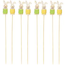 Artikel Blumenstecker aus Holz mit Osterhase, 32 cm, Grün und Gelb, 8er-Set