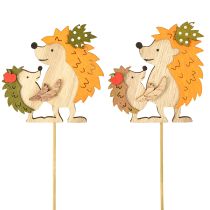 Artikel Blumenstecker Igel mit Kind Herbstdeko Holz 8,5cm 8 St