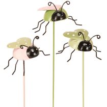 Artikel Blumenstecker Marienkäfer Metall Grün Rosa 7x4cm 6 St