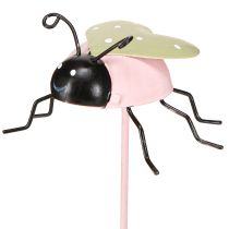 Artikel Blumenstecker Marienkäfer Metall Grün Rosa 7x4cm 6 St