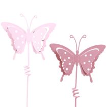 Artikel Blumenstecker Schmetterling Metall Rosa Pink L24cm 12 St
