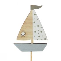 Artikel Blumenstecker Boot Segelboot Deko Holz Farbig 5,5x8cm 12 St