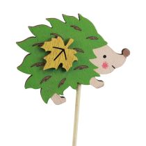 Artikel Blumenstecker aus Holz Igel-Motiv 34cm Braun Grün 12 Stück