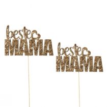Blumenstecker Muttertag Schriftzug Mama Holz 10×6cm 12St
